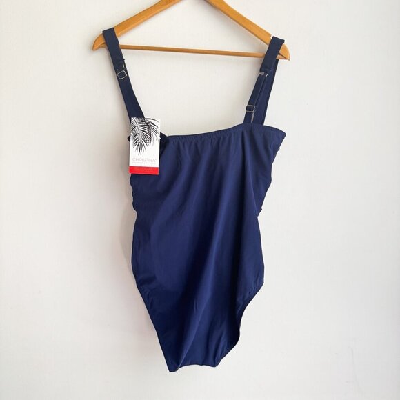 Christina Slimming Silhouette Navy Blue One Piece Swimsuit 12 - Picture 4 of 5